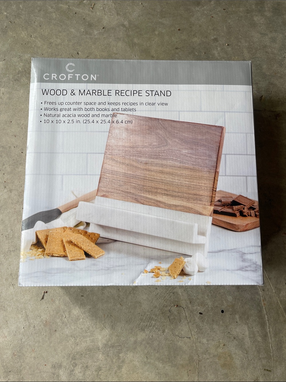 Wood and Marble Recipe Stand-New
